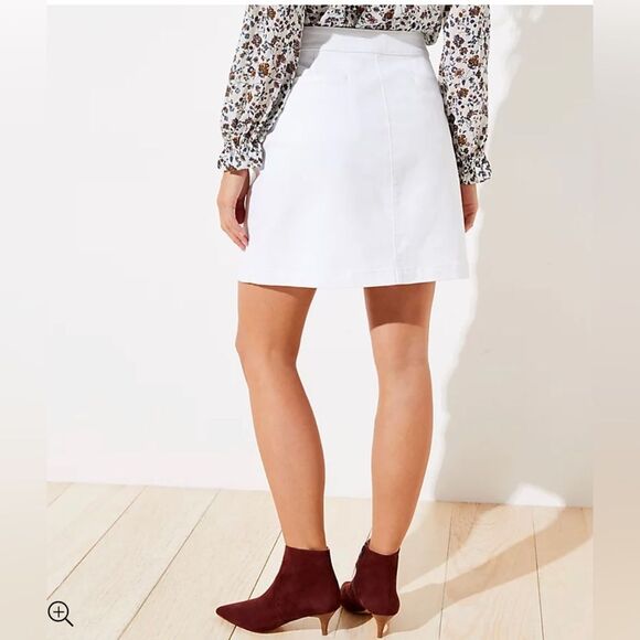 Loft Petite White Denim Button Down Skirt New with tags Size 12 - Picture 3 of 10